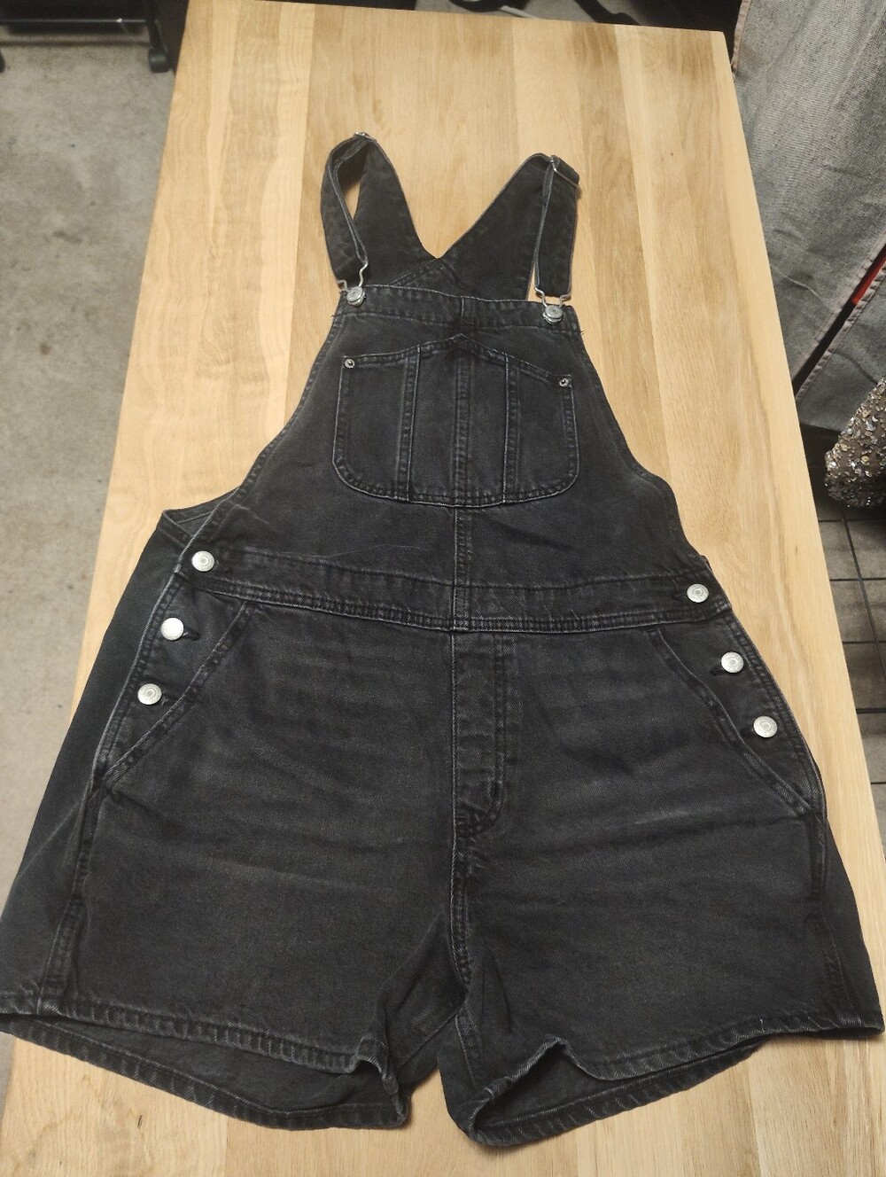 Old Navy Black Denim Short Overalls